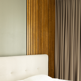 Decorative Solid Birch Wood Acoustic Panel 2400x600mm - 35mm Slats, Black Felt Backing