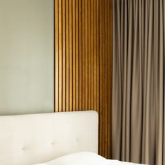 Decorative Solid Birch Wood Acoustic Panel 2400x600mm - 35mm Slats, Black Felt Backing