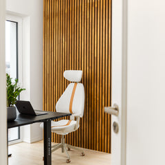 Decorative Solid Birch Wood Acoustic Panel 2400x600mm - 35mm Slats, Black Felt Backing