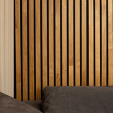 Decorative Solid Oak Wood Acoustic Panel 2400x385mm - 40mm Slats, Black Felt Backing