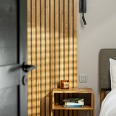Natural Solid Oak Wood Acoustic Panel 2400x600mm - 40mm Slats, Black or Grey Felt Backing