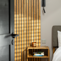 Natural Solid Oak Wood Acoustic Panel 2400x600mm - 40mm Slats, Black or Grey Felt Backing