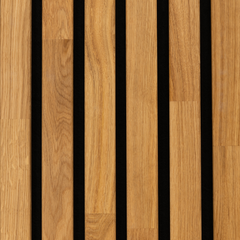 Decorative Solid Oak Wood Acoustic Panel 2400x385mm - 40mm Slats, Black Felt Backing