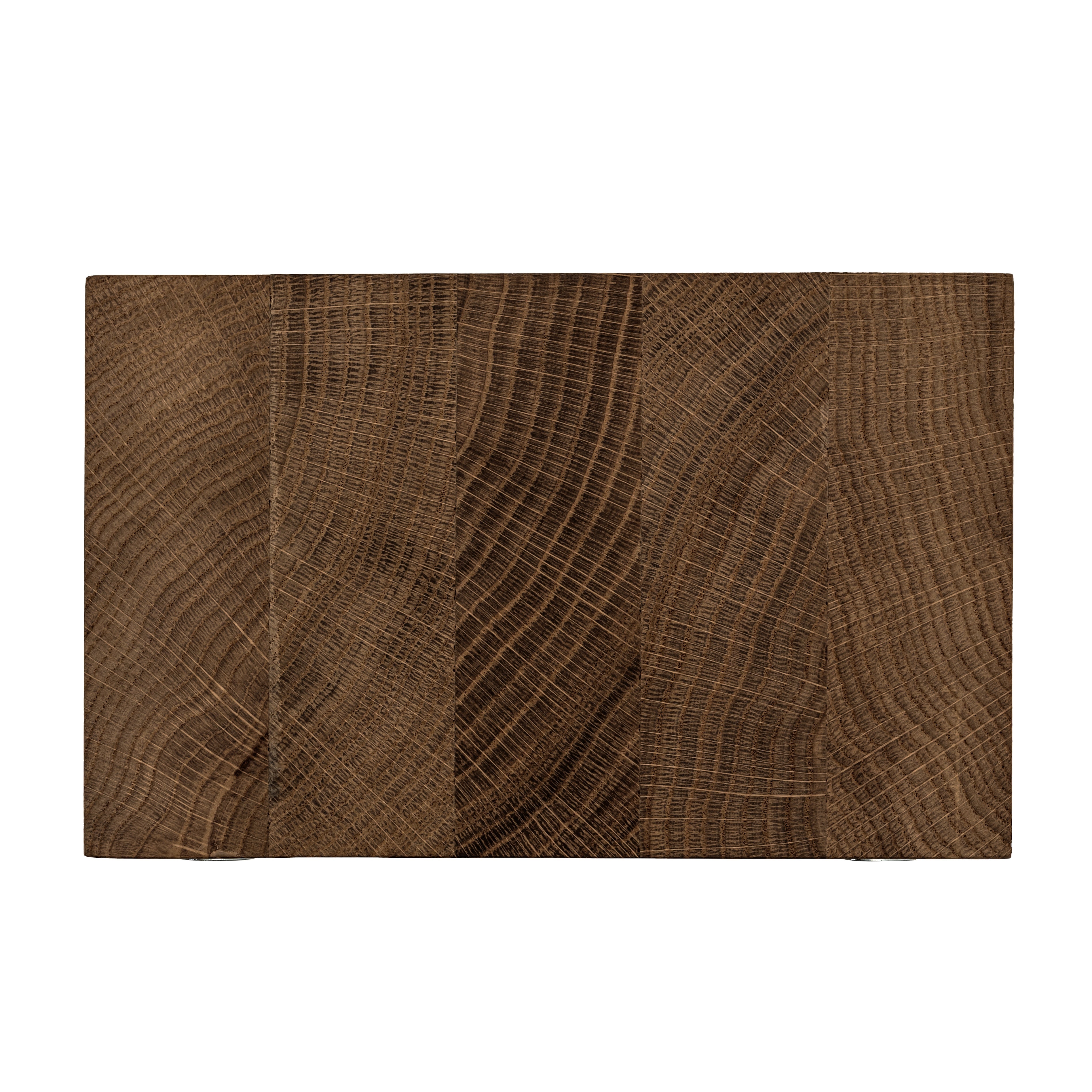 Upper view of the wine rack showcasing the darker finish and oak wood grain