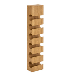 Solid oak wine rack VALGE for six bottles on a white background