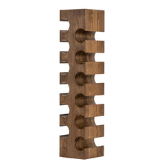 Solid wood wine rack for twelve bottles on a white background