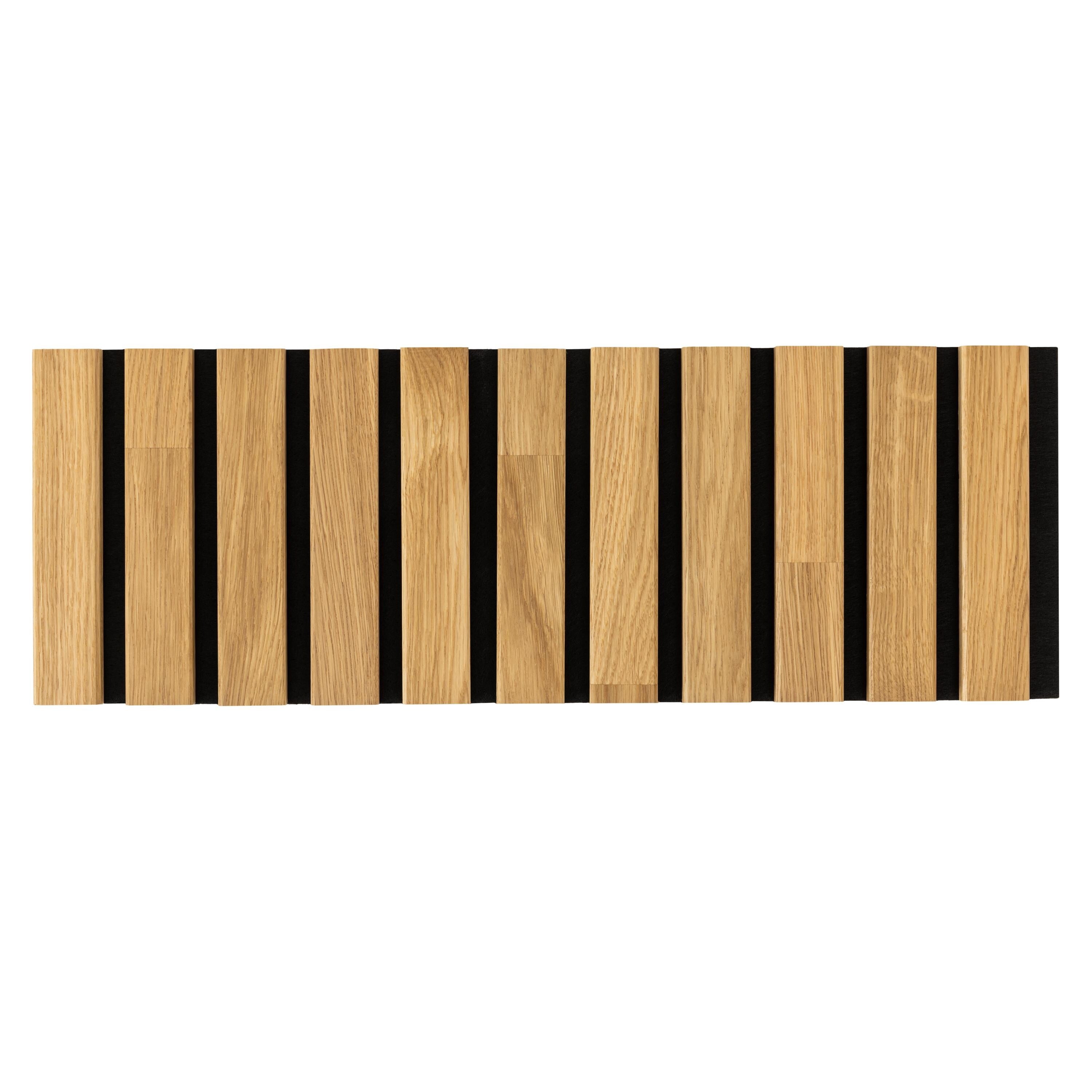Decorative Solid Oak Wood Extension Acoustic Panel 200x600mm - 40mm Slats, Black Felt Backing, Acoustic Panels, Wall Panels