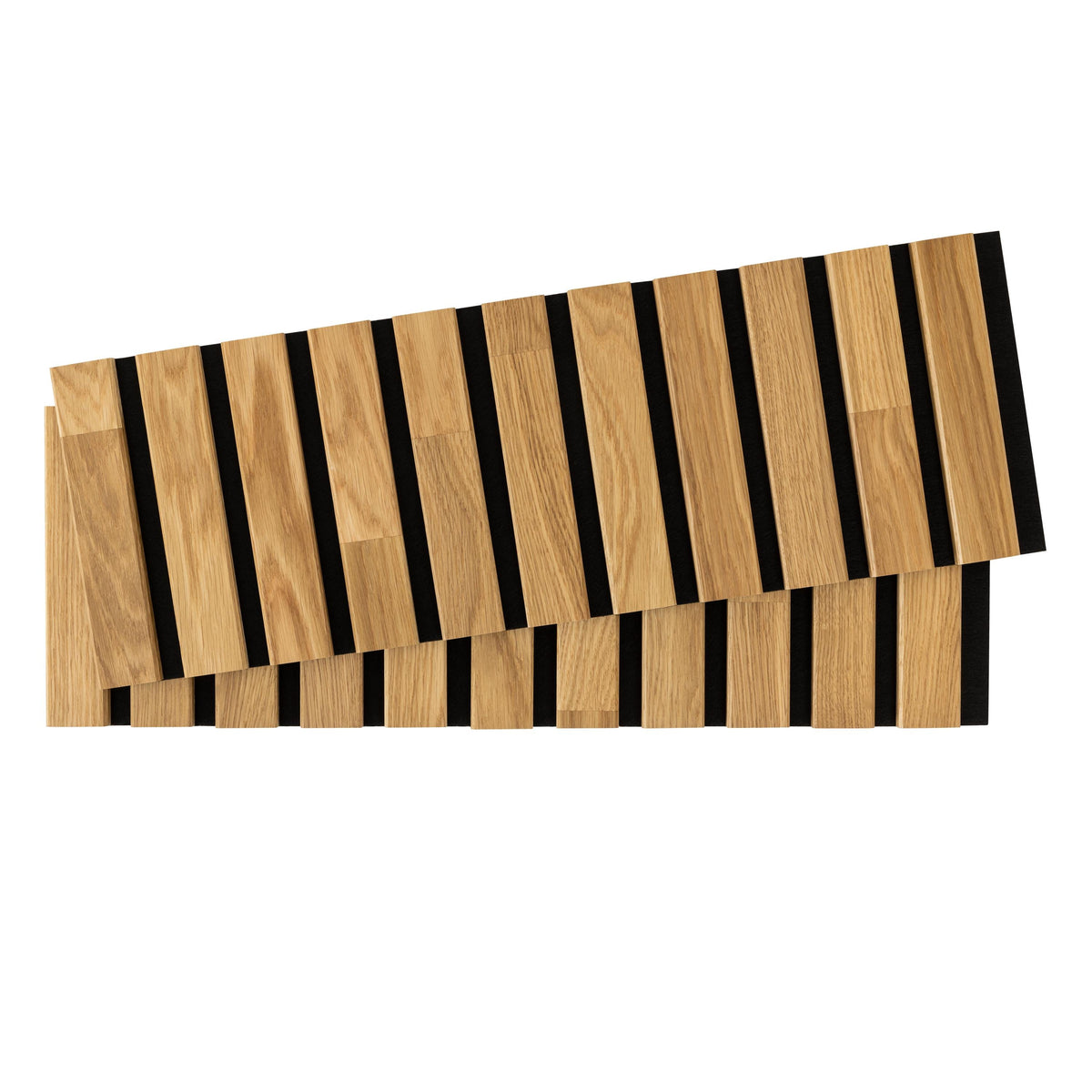 Decorative Solid Oak Wood Extension Acoustic Panel 200x600mm - 40mm Slats, Black Felt Backing, Acoustic Panels, Wall Panels