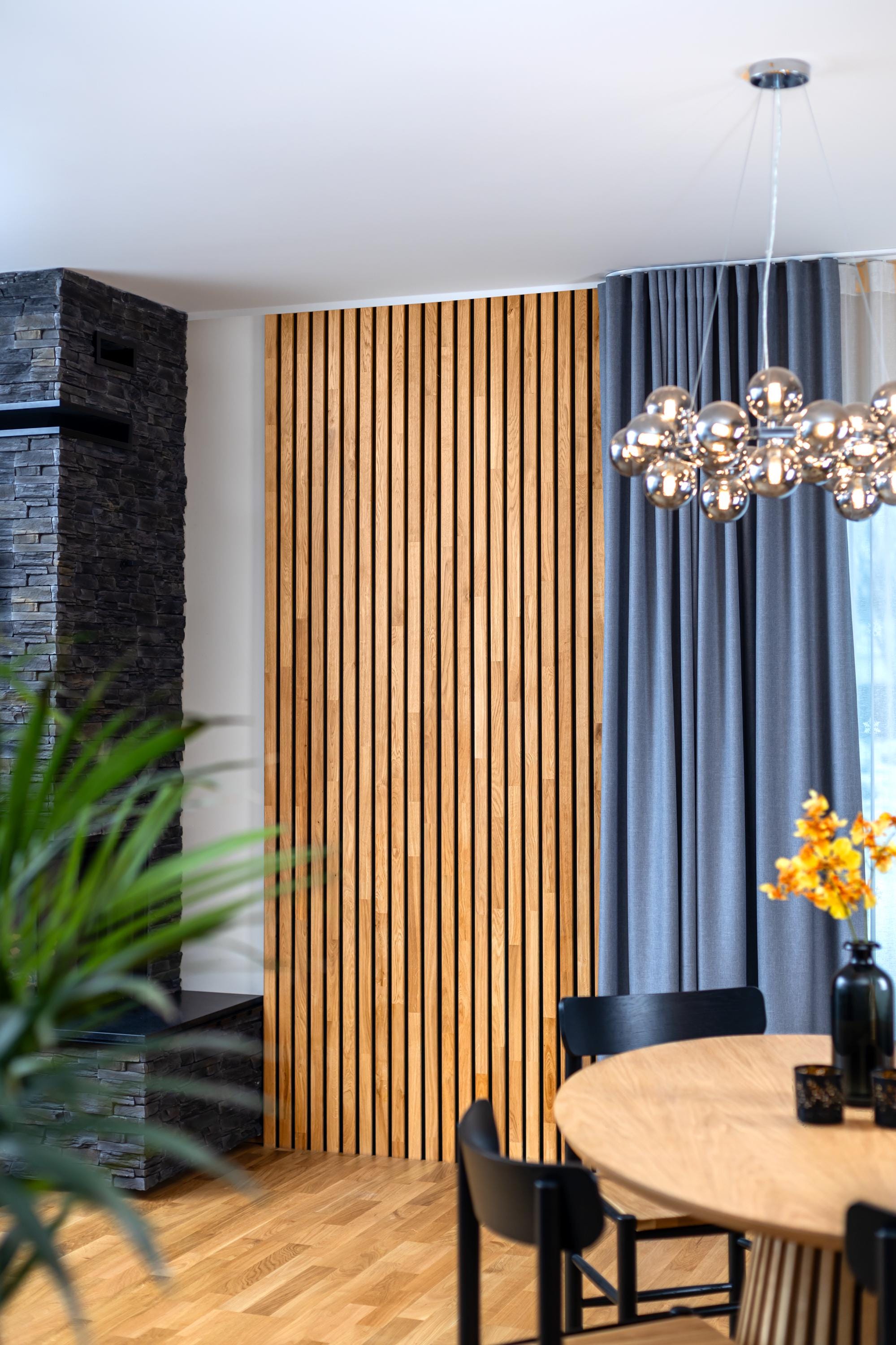 Decorative Solid Oak Wood Extension Acoustic Panel 200x600mm - 40mm Slats, Black Felt Backing, Acoustic Panels, Wall Panels