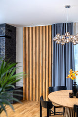 Decorative Solid Oak Wood Extension Acoustic Panel 200x600mm - 40mm Slats, Black Felt Backing, Acoustic Panels, Wall Panels