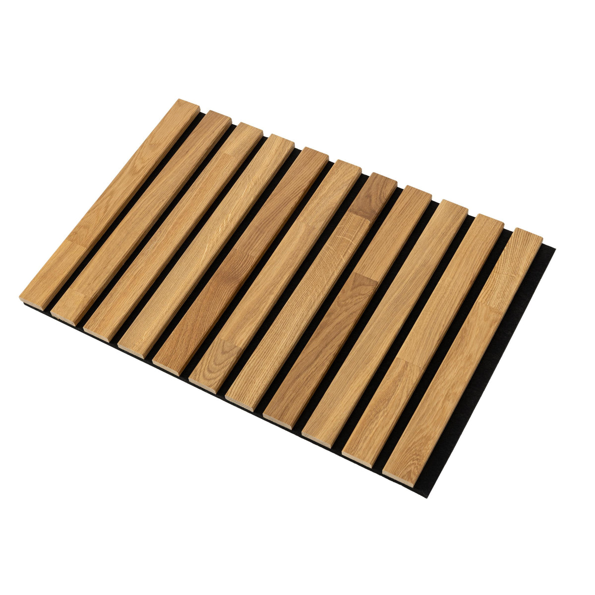 Decorative Solid Oak Wood Extension Acoustic Panel 400x600mm - 40mm Slats, Black Felt Backing, Acoustic Panels, Wall Panels