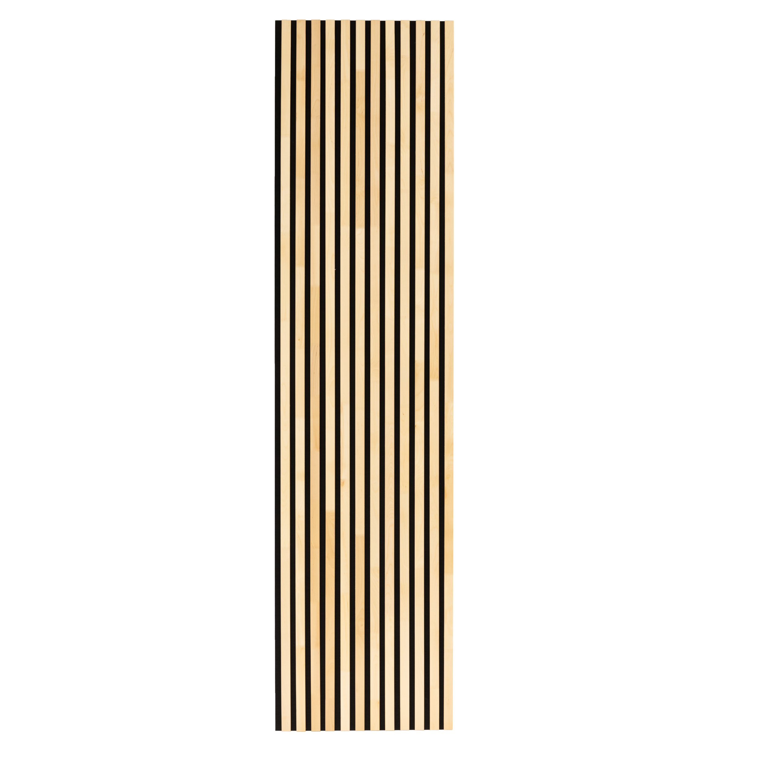 Decorative Solid Birch Wood Acoustic Panel 2400x600mm - 40mm Slats, Black Felt Backing