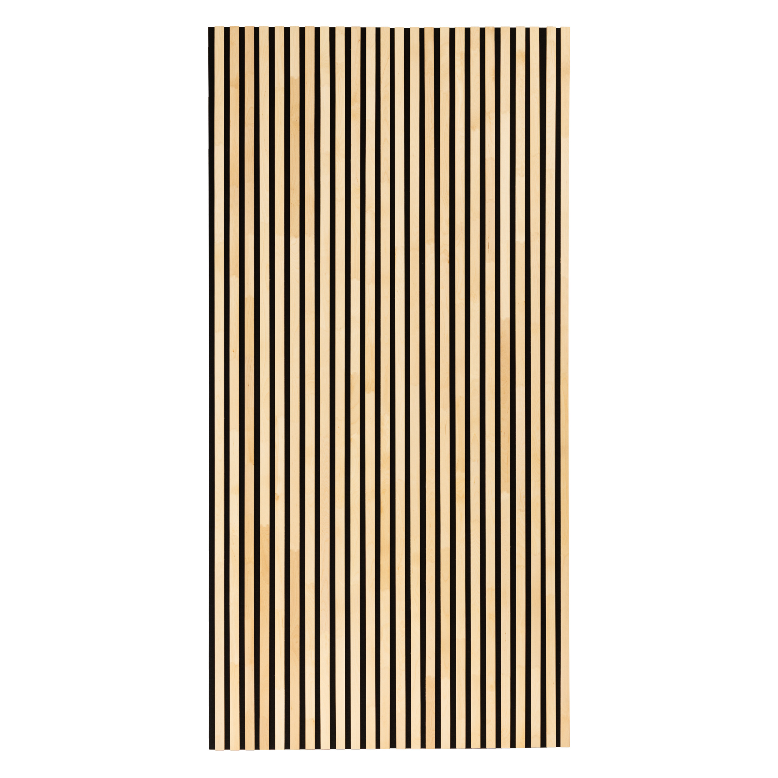 Decorative Solid Birch Wood Acoustic Panel 2400x600mm - 40mm Slats, Black Felt Backing